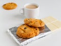 Coffee with milk, cookies and white chocolate Royalty Free Stock Photo