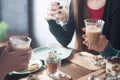 Coffee,milk, cup, hands, delicious, dessert, cozy cafe, sunny day, red nails, friends, fun company, communication