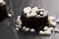 Coffee with milk drops - molecular gastronomy Royalty Free Stock Photo