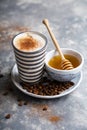 Coffee with milk and honey Royalty Free Stock Photo
