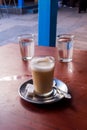 Coffee with milk in a street bar, Morocco Royalty Free Stock Photo