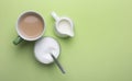 Coffee with milk and sweetener in a bowl Royalty Free Stock Photo