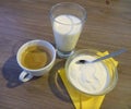 Coffee milk and white yoghurt