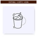 Coffee milkshake line icon. Editable illustration