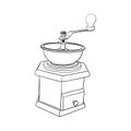 Coffee mill. Hand drawn sketch. Isolated on white background Royalty Free Stock Photo