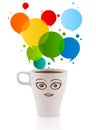 Coffee-mug with colorful abstract speech bubble Royalty Free Stock Photo