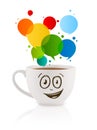 Coffee-mug with colorful abstract speech bubble Royalty Free Stock Photo