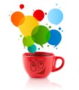 Coffee-mug with colorful abstract speech bubble Royalty Free Stock Photo