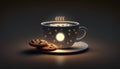 Coffee mug with dessert in the morning. Generative AI