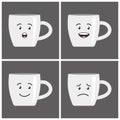 Coffee Mug Emotions - A Set of Four Expressive Faces Royalty Free Stock Photo