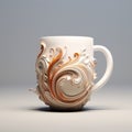 Fractal Coffee Mug: Hyperrealistic 3d Design Concept With Vray Tracing Royalty Free Stock Photo