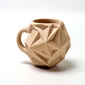 Geometric Tan 3d Printed Coffee Mug With Precious Material Style