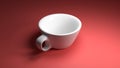 Coffee mug on a light red background. Very beautiful render of the image. Beautiful shadows cast by a mug. Quality rendering in