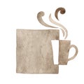 Coffee mug in rectangle frame watercolor.