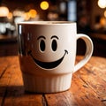 Coffee mug with smiley face, start the day with cheer and happiness