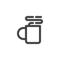 Coffee mug with steam line icon