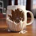 Unique 3d Coffee Cup With Realistic Details And Cartoonish Chaos