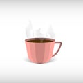 Coffee mug with a transparent shadow under it and a translucent steam. Vector illustration on white background.