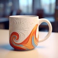 Unique 3d Mug With Realistic Orange And Gold Swirls
