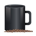 Coffee mug vivid black color and grains
