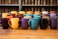 coffee mugs in different colors grouped together Royalty Free Stock Photo