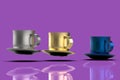 Coffee mugs flying 3D Royalty Free Stock Photo