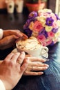 Coffee newlyweds and love