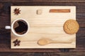 Coffee, oatmeal cookie, cinnamon and anise Royalty Free Stock Photo