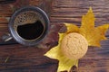 Coffee and oatmeal cookie Royalty Free Stock Photo