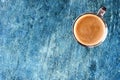 Coffee on old wood wall background.