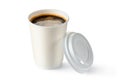 Coffee in opened disposable cup Royalty Free Stock Photo