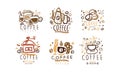 Coffee Original Labels and Badges Design Vector Set