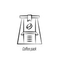 Coffee pack hand draw icon. Element of coffee illustration icon. Signs and symbols can be used for web, logo, mobile app, UI, UX Royalty Free Stock Photo