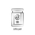 Coffee pack hand draw icon. Element of coffee illustration icon. Signs and symbols can be used for web, logo, mobile app, UI, UX Royalty Free Stock Photo