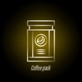 coffee pack hand draw neon icon. Element of coffee illustration icon. Signs and symbols can be used for web, logo, mobile app, UI Royalty Free Stock Photo