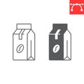 Coffee pack line and glyph icon