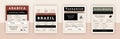 Coffee package emblem. Vintage Arabica pack label mockup with minimalistic graphic grid layout and place for text