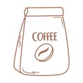 Coffee package product icon in brown line