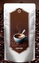 coffee packaging design with coffee beans and coffee cup 3