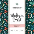 Coffee packaging, medium roast blend, package template layout for coffee shop. Vector banner with floral pattern Royalty Free Stock Photo