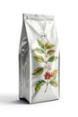 Coffee packaging side gusset bag made of plastic metalized material with creative futuristic design variations Royalty Free Stock Photo