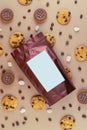 Coffee packaging with space for text. Vacuum pack. Cookie. Royalty Free Stock Photo