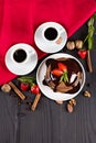 coffee and Pancake with strawberries