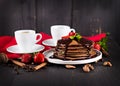 coffee and Pancake with strawberries