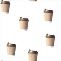 Coffee paper brown cup seamless pattern vector Royalty Free Stock Photo