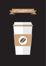 Coffee paper cup flat icon. Coffee takeaway vector illustration Royalty Free Stock Photo