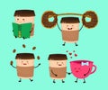 Coffee paper cup vector flat style cartoon