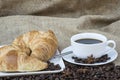 Coffee and pastries continental breakfast buffet table setting Royalty Free Stock Photo