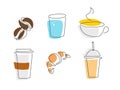 Coffee and pastry outline icons.