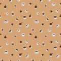 repeating pattern of mugs with coffee cappuccino americano latte background for postcard coffee